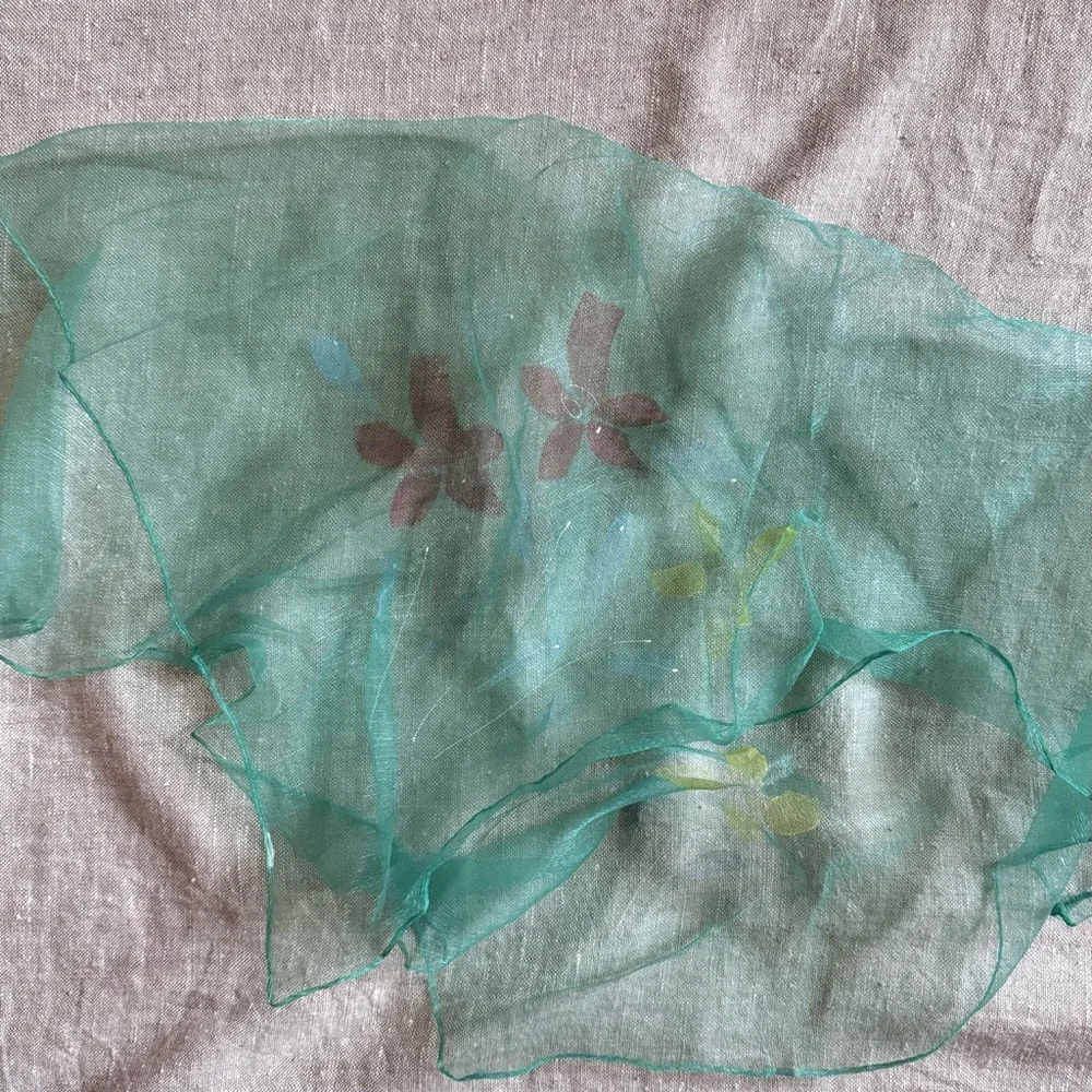 vintage chiffon scarf lot orange & green - Picture 7 of 11